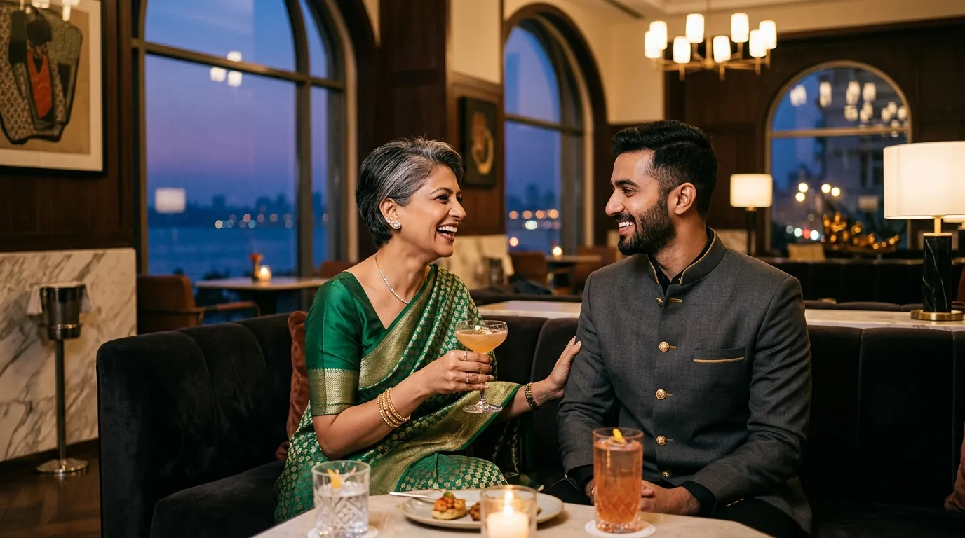 Affirming LGBTQ+ couple in Punjab enjoying an authentic romantic moment together