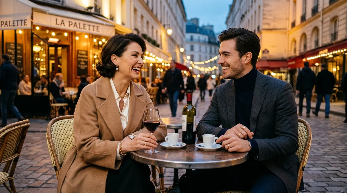 Affirming LGBTQ+ couple in Vienna enjoying an authentic romantic moment together