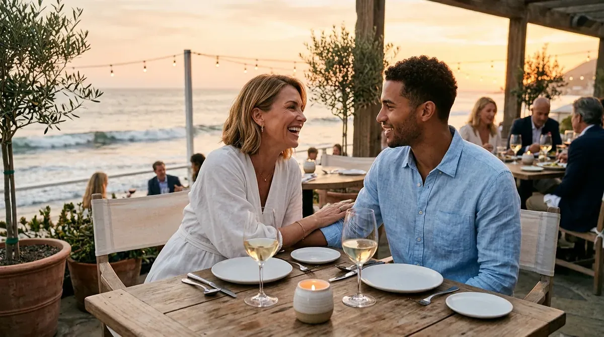 Affirming LGBTQ+ couple in Western Australia enjoying an authentic romantic moment together